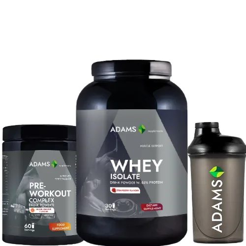 Pachet Izolat proteic din zer (căpșuni), 908g & PreWorkout Complex 