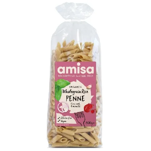 Penne din Orez Integral, Fara Gluten, Bio, 500gr, Amis