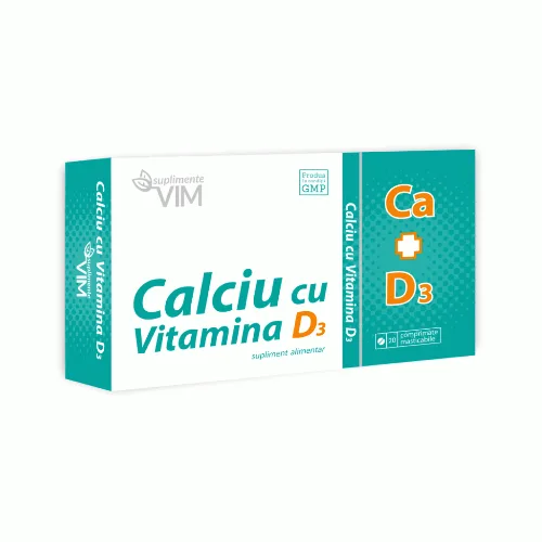Calciu cu Vitamina D3 20 cpr. Suplimente VIM