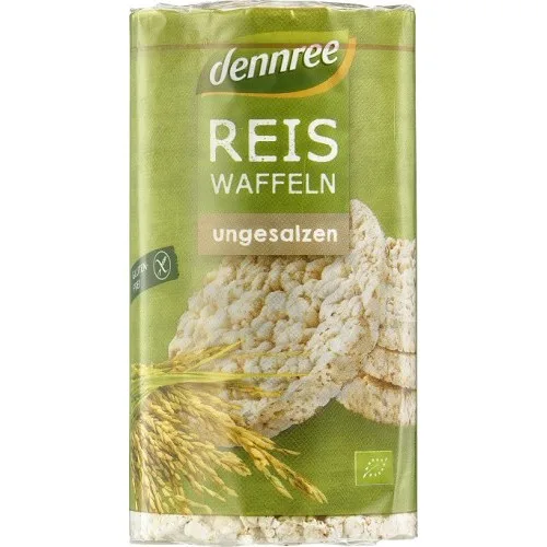 Vafe din Orez Expandat fara Sare Organic, 100gr, Dennree
