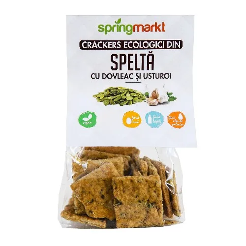 Crackers Eco cu Dovleac si Usturoi, 100gr, springmark