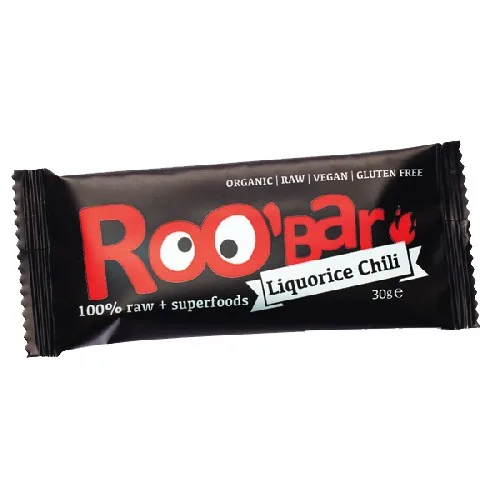 Baton Raw Bio cu Chilli si Lemn Dulce 30gr Roobar