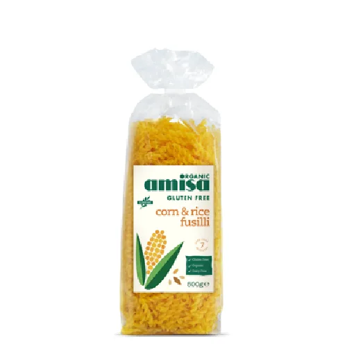 Fusilli din Orez si Porumb Fara Gluten Bio 500gr Amisa