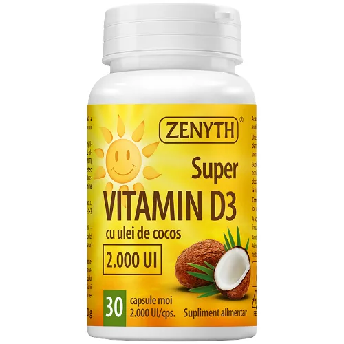 Super Vitamina D3 cu Ulei de Cocos 30cps Zenyth