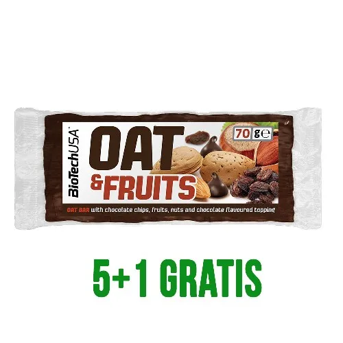 Pachet 5+1 Ovaz, Fructe si Stafide ChocChip 70gr BiotechUSA