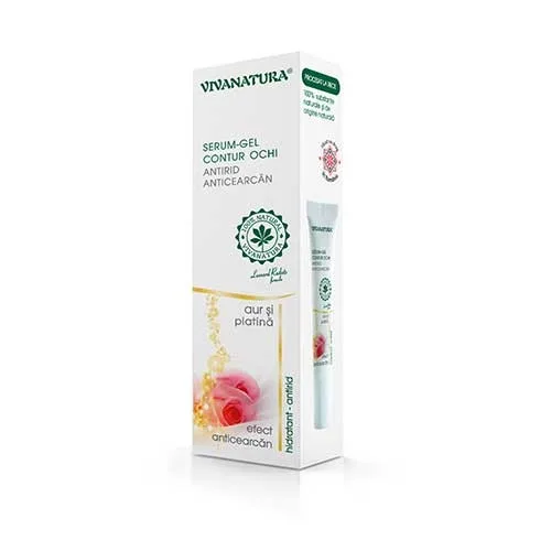 Gel Contur Ochi Antirid 24h cu Aur si Platina 15ml VivaNatura